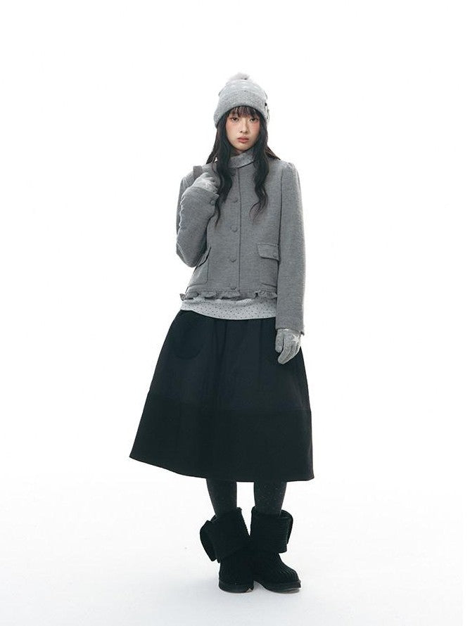 NAPSNAPS Textured Quilted A Line Flared Elastic Waist Women&