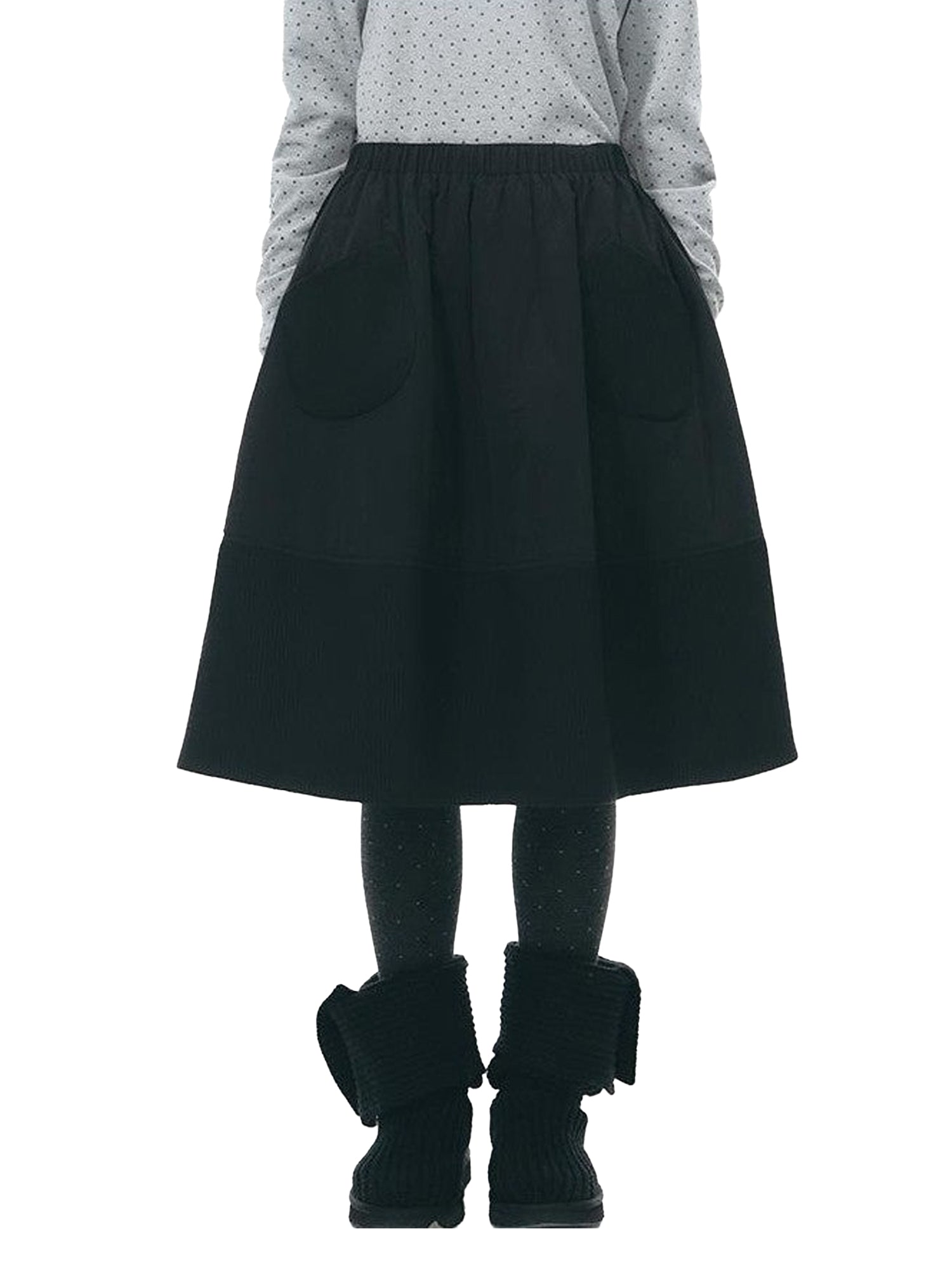 NAPSNAPS Textured Quilted A Line Flared Elastic Waist Women&