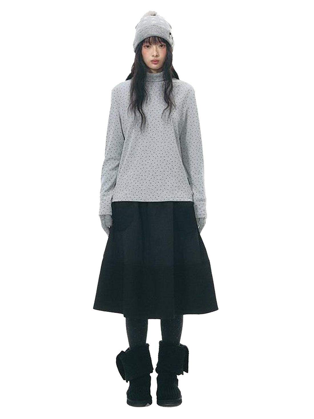 NAPSNAPS Textured Quilted A Line Flared Elastic Waist Women&