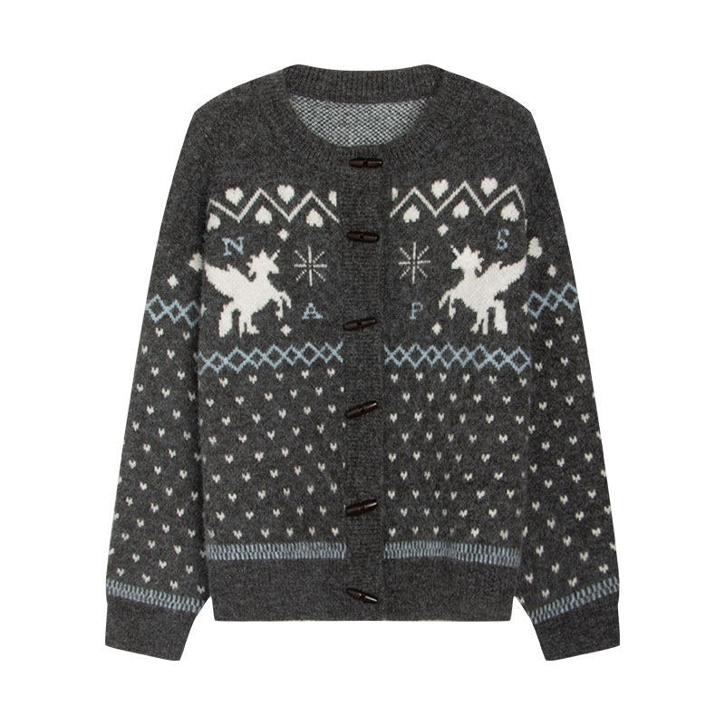 NAPSNAPS_Unicorn_Jacquard_Knit_Fair_Isle_Loose_Roundneck_Toggle_Women&