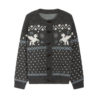 NAPSNAPS_Unicorn_Jacquard_Knit_Fair_Isle_Loose_Roundneck_Toggle_Women&
