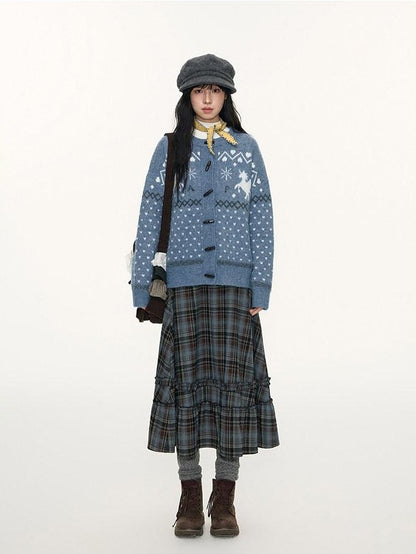 NAPSNAPS Unicorn Jacquard Knit Fair Isle Loose Roundneck Toggle Women&