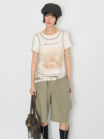 NAPSNAPS Utility Cargo Pocket Drawstring Curved Hem Women&