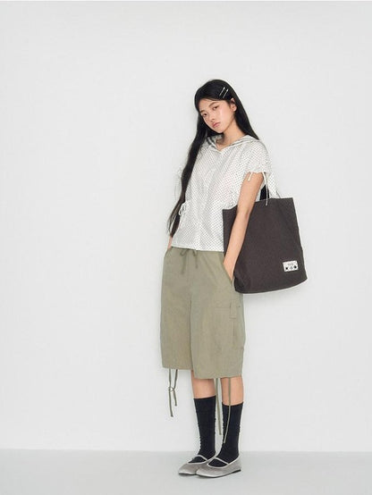 NAPSNAPS Utility Cargo Pocket Drawstring Curved Hem Women&