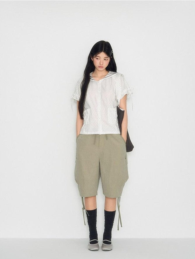 NAPSNAPS Utility Cargo Pocket Drawstring Curved Hem Women&