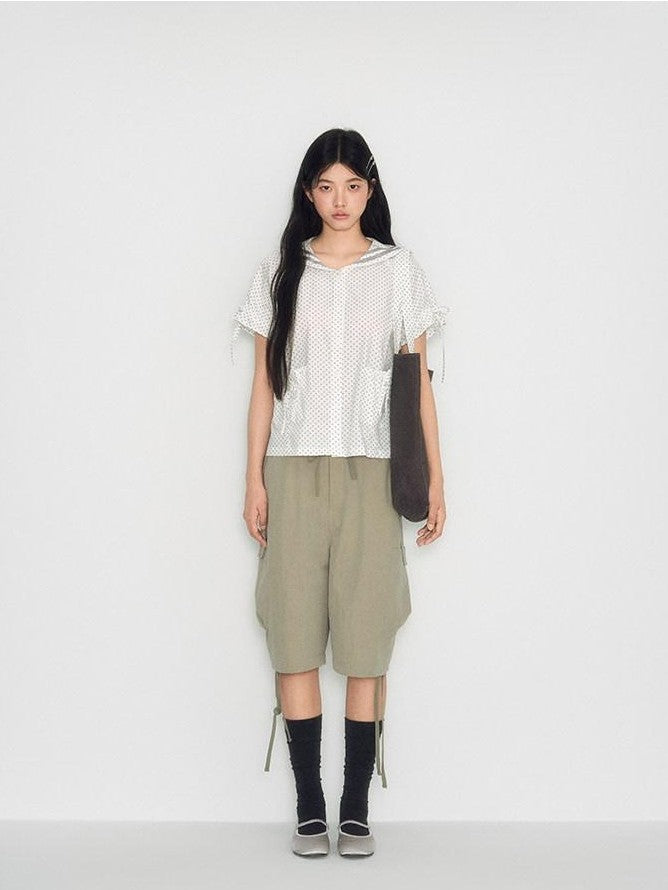 NAPSNAPS Utility Cargo Pocket Drawstring Curved Hem Women&