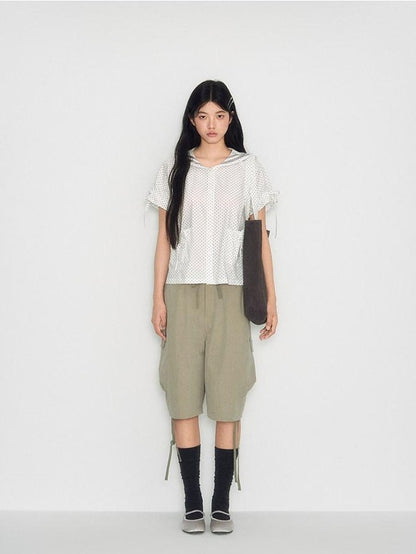 NAPSNAPS Utility Cargo Pocket Drawstring Curved Hem Women&