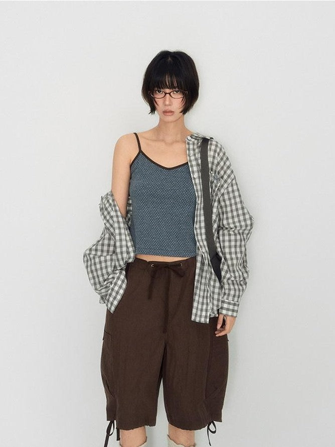 NAPSNAPS Utility Cargo Pocket Drawstring Curved Hem Women&