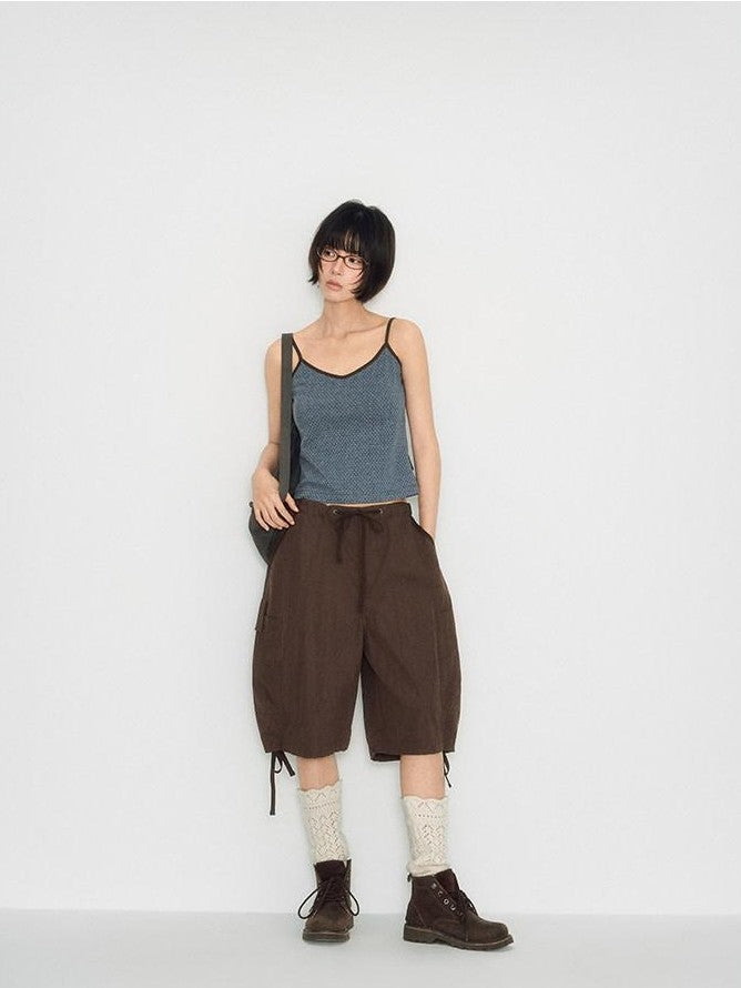 NAPSNAPS Utility Cargo Pocket Drawstring Curved Hem Women&