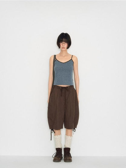 NAPSNAPS Utility Cargo Pocket Drawstring Curved Hem Women&