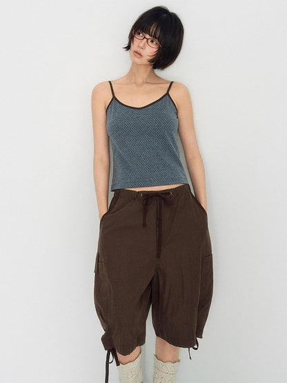 NAPSNAPS Utility Cargo Pocket Drawstring Curved Hem Women&