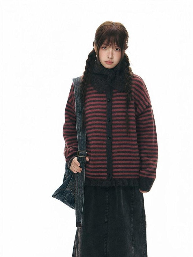 NAPSNAPS Vintage Button Earflap Scarf Knitted Women&