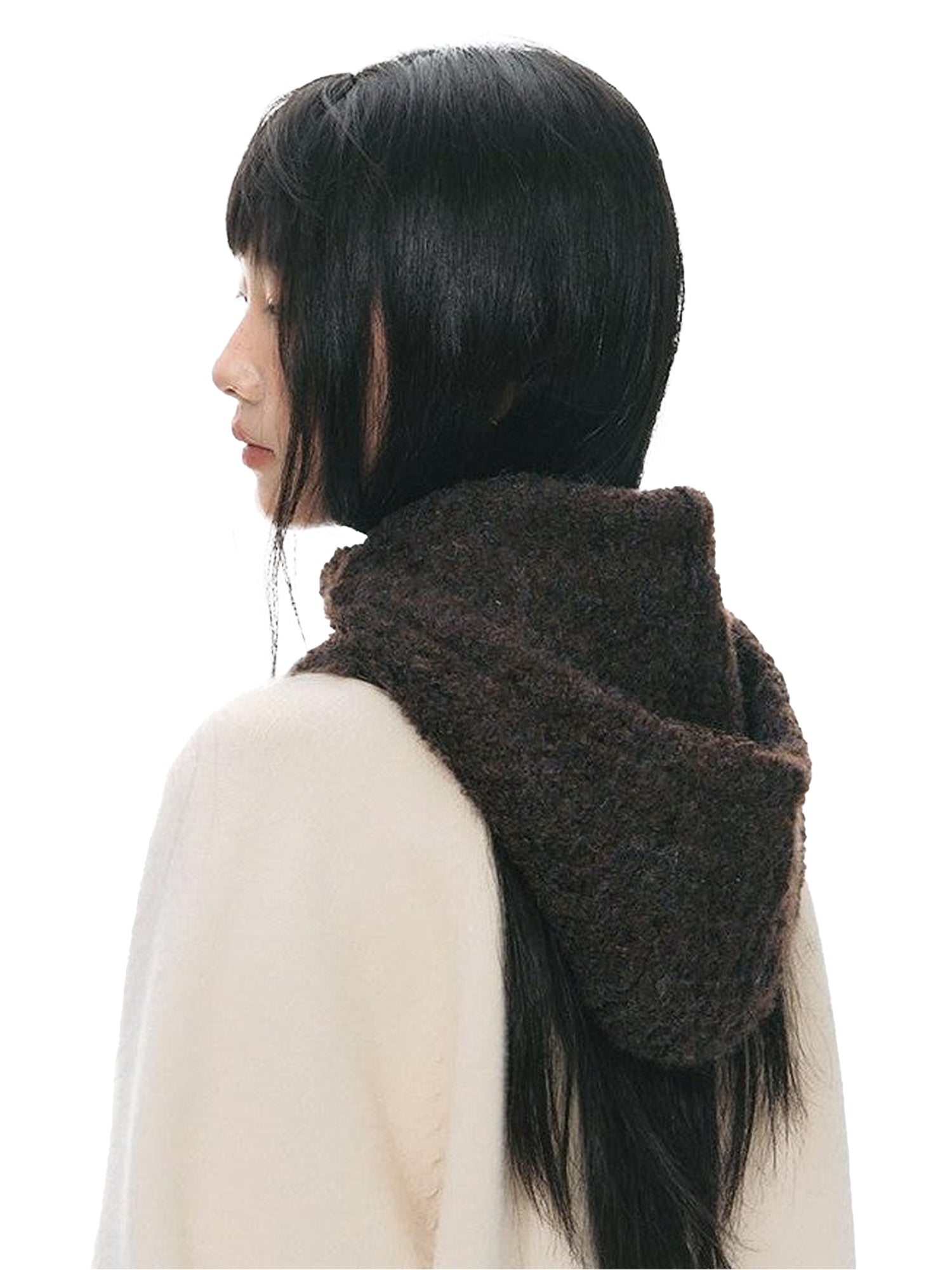 NAPSNAPS Vintage Button Earflap Scarf Knitted Women&