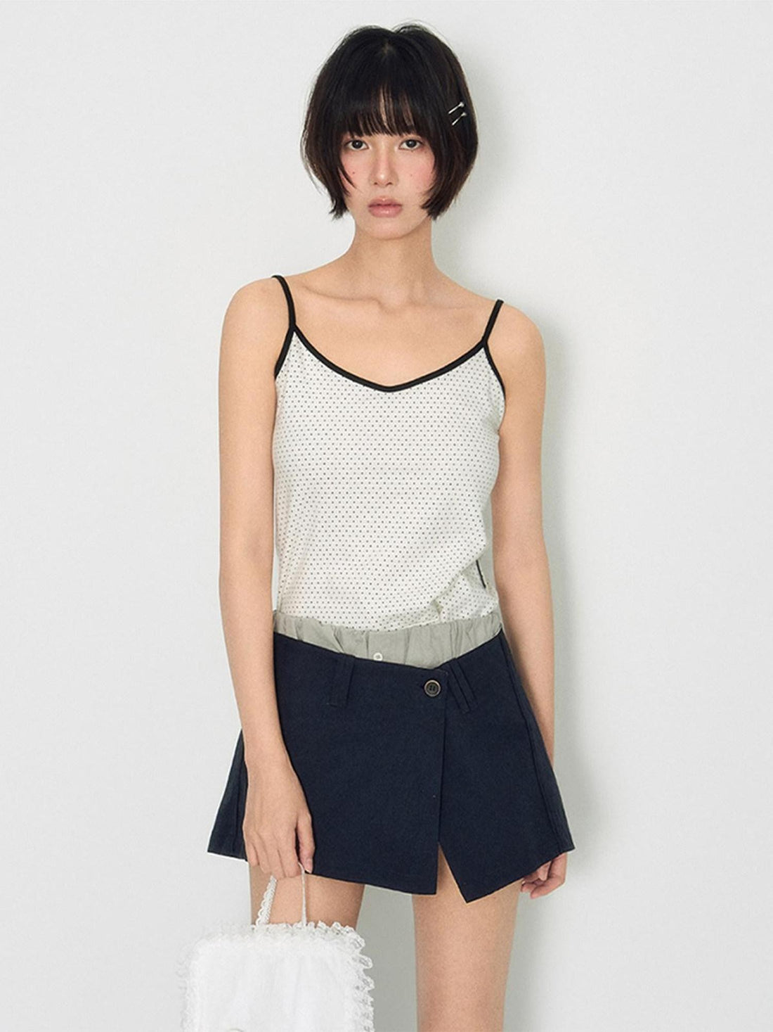 NAPSNAPS Vintage Colorblock Beaded V-neck Slim Women&