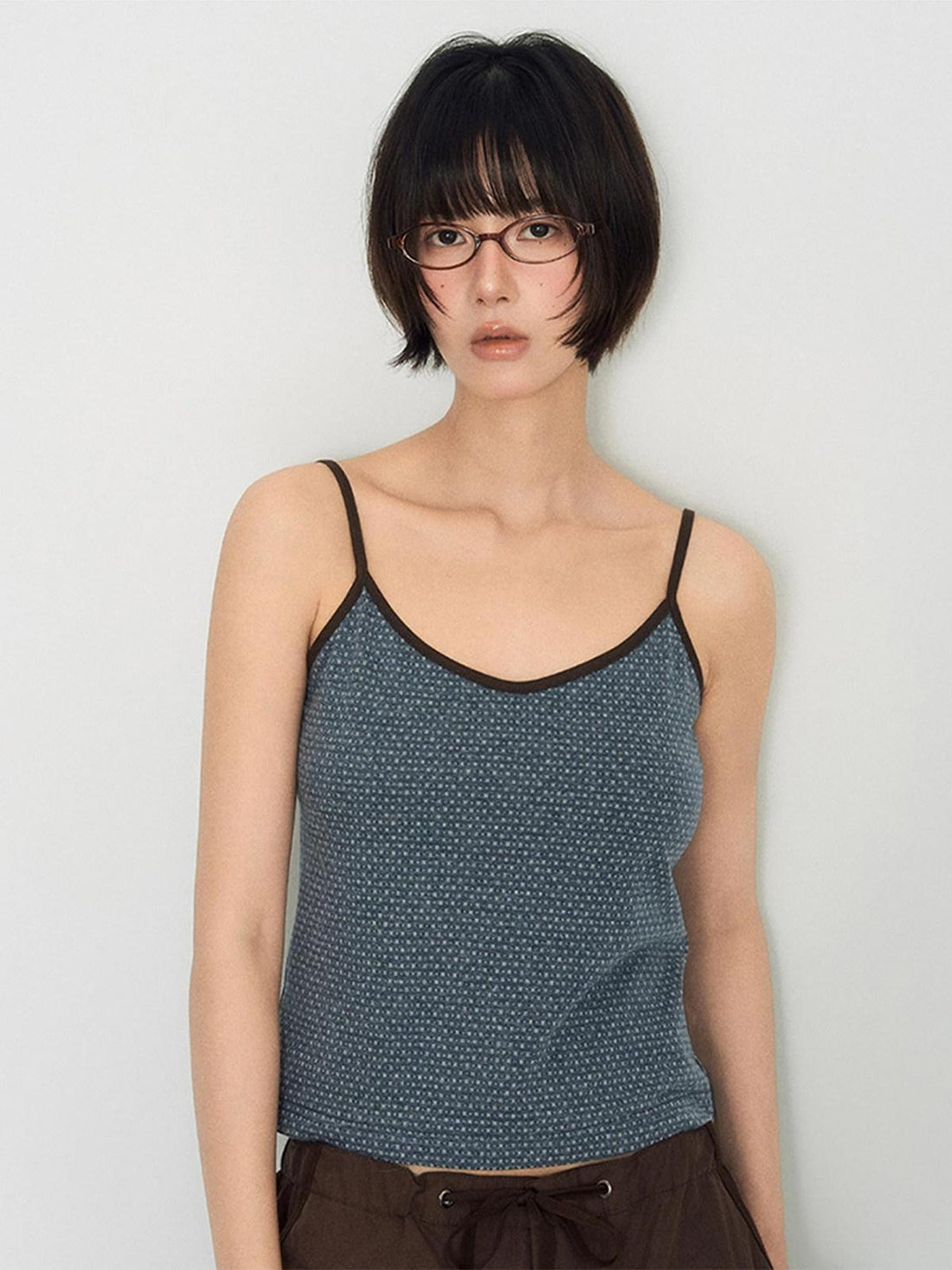 NAPSNAPS Vintage Colorblock Beaded V-neck Slim Women&