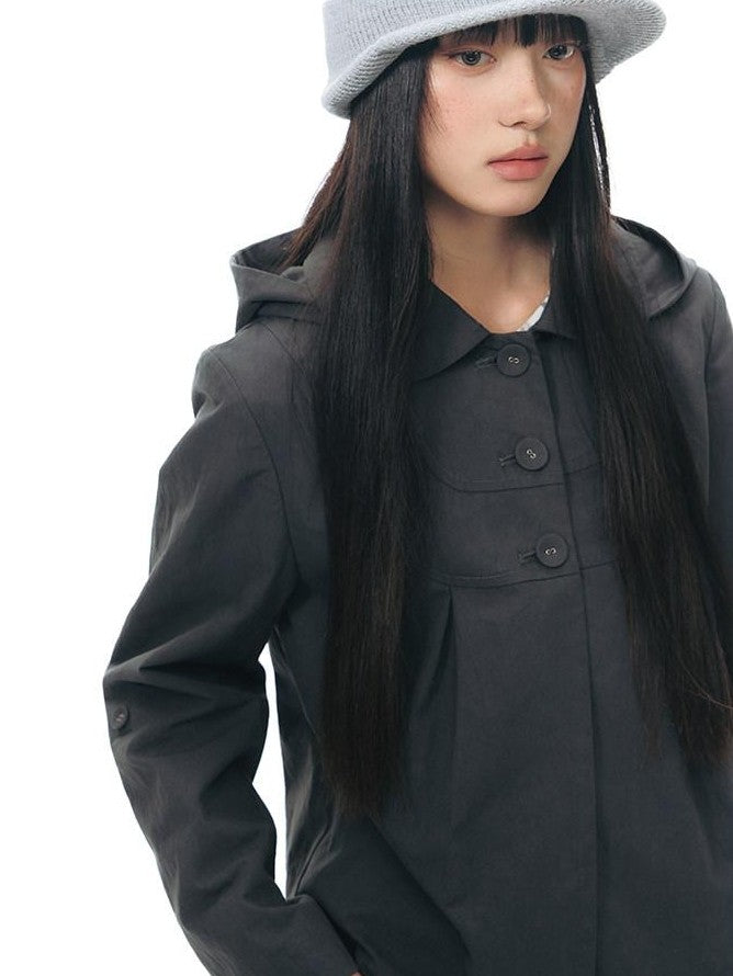 NAPSNAPS Vintage Detachable Hood Cape Doll Collar Women&