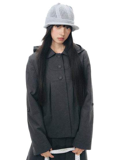 NAPSNAPS Vintage Detachable Hood Cape Doll Collar Women&