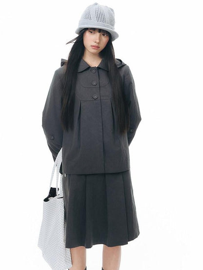NAPSNAPS Vintage Detachable Hood Cape Doll Collar Women&