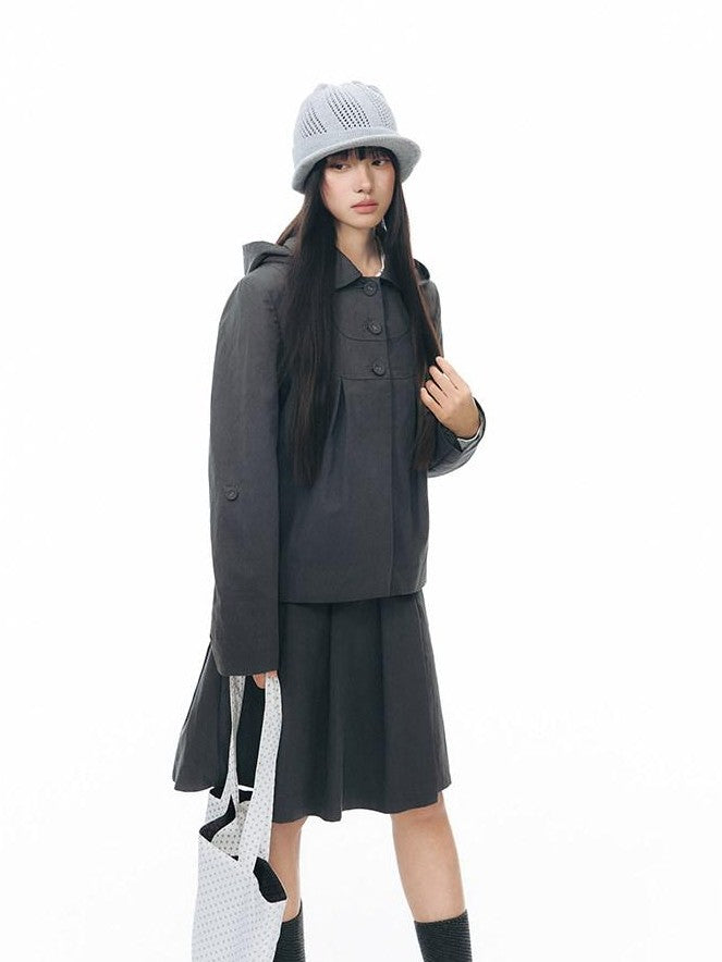 NAPSNAPS Vintage Detachable Hood Cape Doll Collar Women&