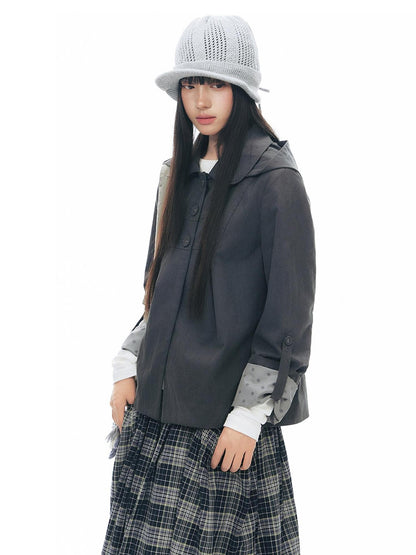 NAPSNAPS Vintage Detachable Hood Cape Doll Collar Women&