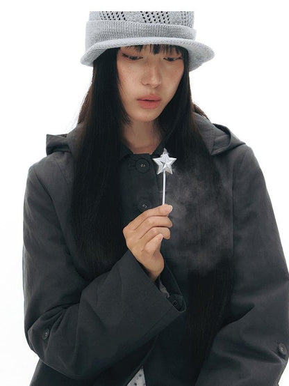 NAPSNAPS Vintage Detachable Hood Cape Doll Collar Women&