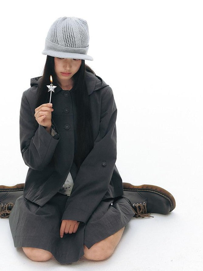 NAPSNAPS Vintage Detachable Hood Cape Doll Collar Women&