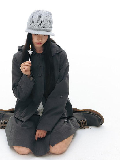NAPSNAPS Vintage Detachable Hood Cape Doll Collar Women&