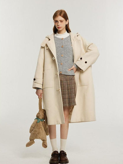 NAPSNAPS Vintage Duffle Toggle Hooded Pockets College Women&