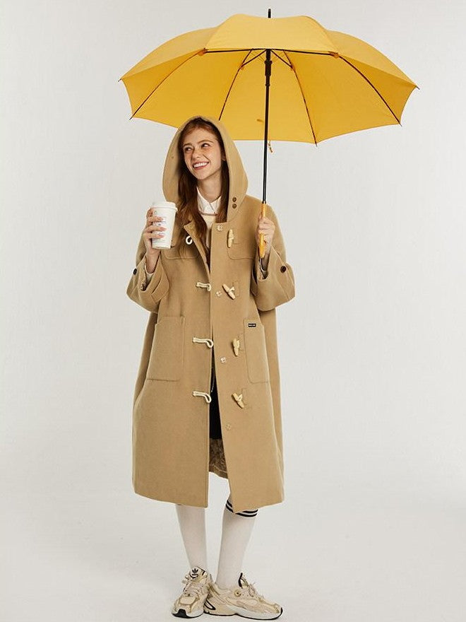 NAPSNAPS Vintage Duffle Toggle Hooded Pockets College Women&