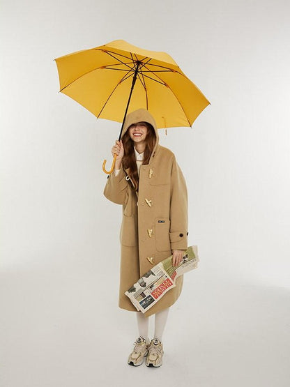 NAPSNAPS Vintage Duffle Toggle Hooded Pockets College Women&