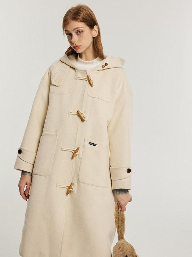 NAPSNAPS Vintage Duffle Toggle Hooded Pockets College Women&