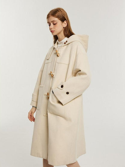 NAPSNAPS Vintage Duffle Toggle Hooded Pockets College Women&