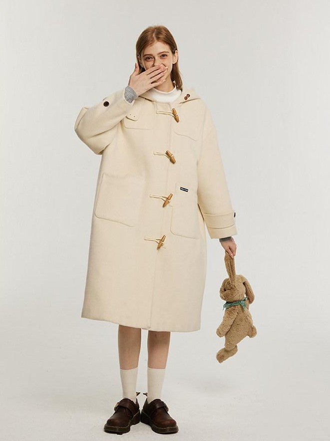 NAPSNAPS Vintage Duffle Toggle Hooded Pockets College Women&