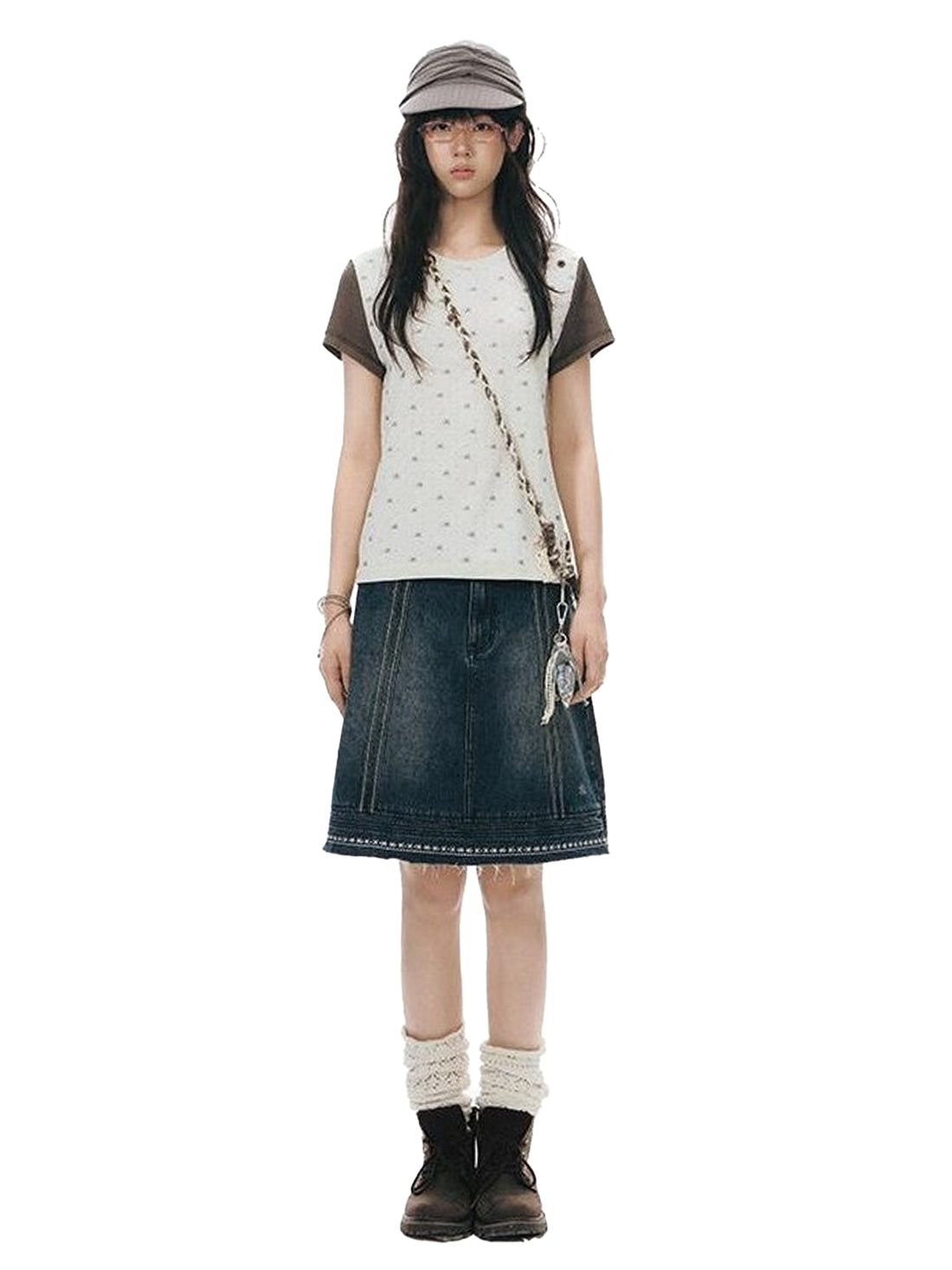 NAPSNAPS Vintage Embroidered Distressed Frayed Hem Women&