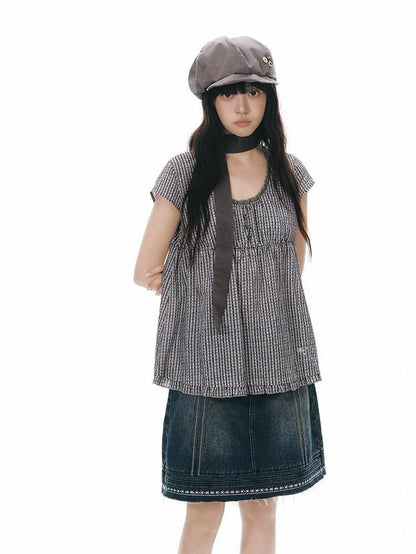 NAPSNAPS Vintage Embroidered Distressed Frayed Hem Women&