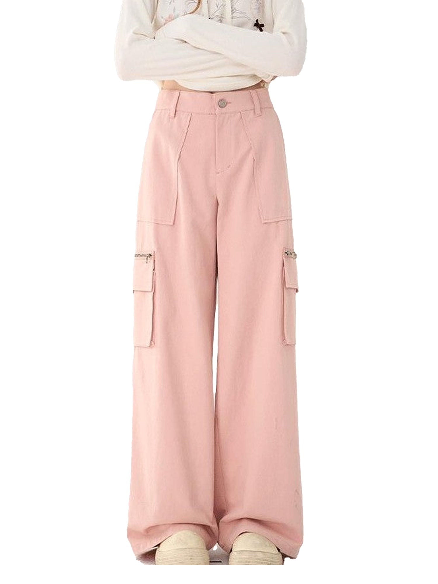 NAPSNAPS Vintage High Waist Elastic Back Pocket Straight Leg Women&