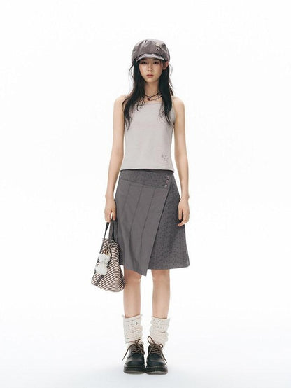 NAPSNAPS Vintage Patchwork Irregular A Line Low Waist Women&