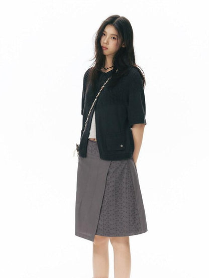 NAPSNAPS Vintage Patchwork Irregular A Line Low Waist Women&