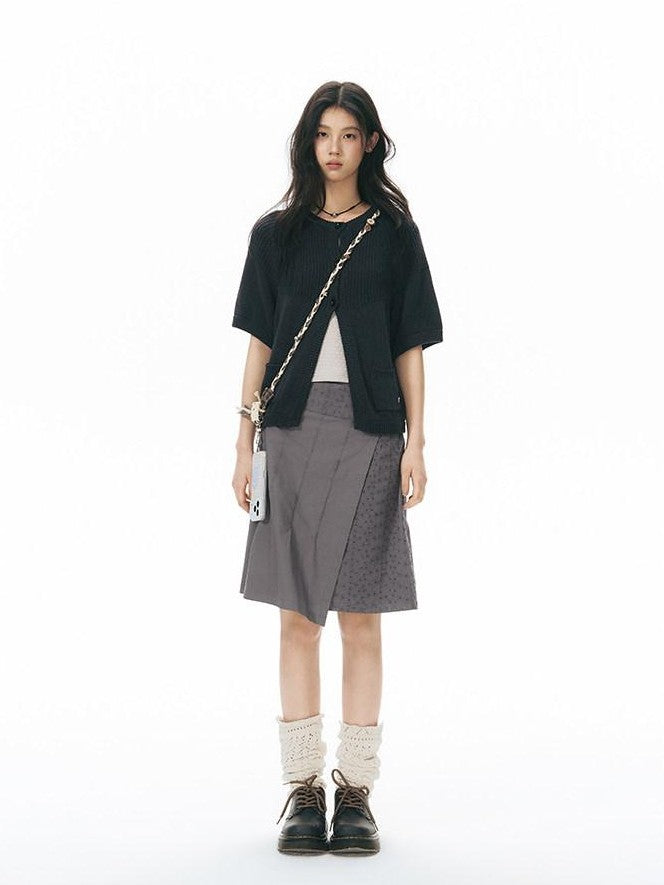 NAPSNAPS Vintage Patchwork Irregular A Line Low Waist Women&