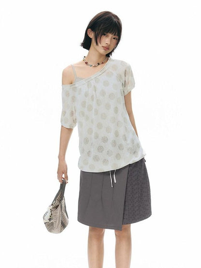 NAPSNAPS Vintage Patchwork Irregular A Line Low Waist Women&