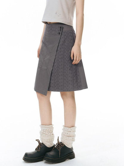 NAPSNAPS Vintage Patchwork Irregular A Line Low Waist Women&
