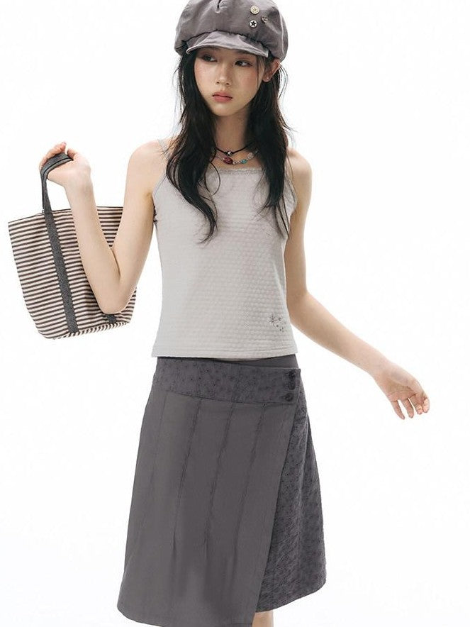 NAPSNAPS Vintage Patchwork Irregular A Line Low Waist Women&
