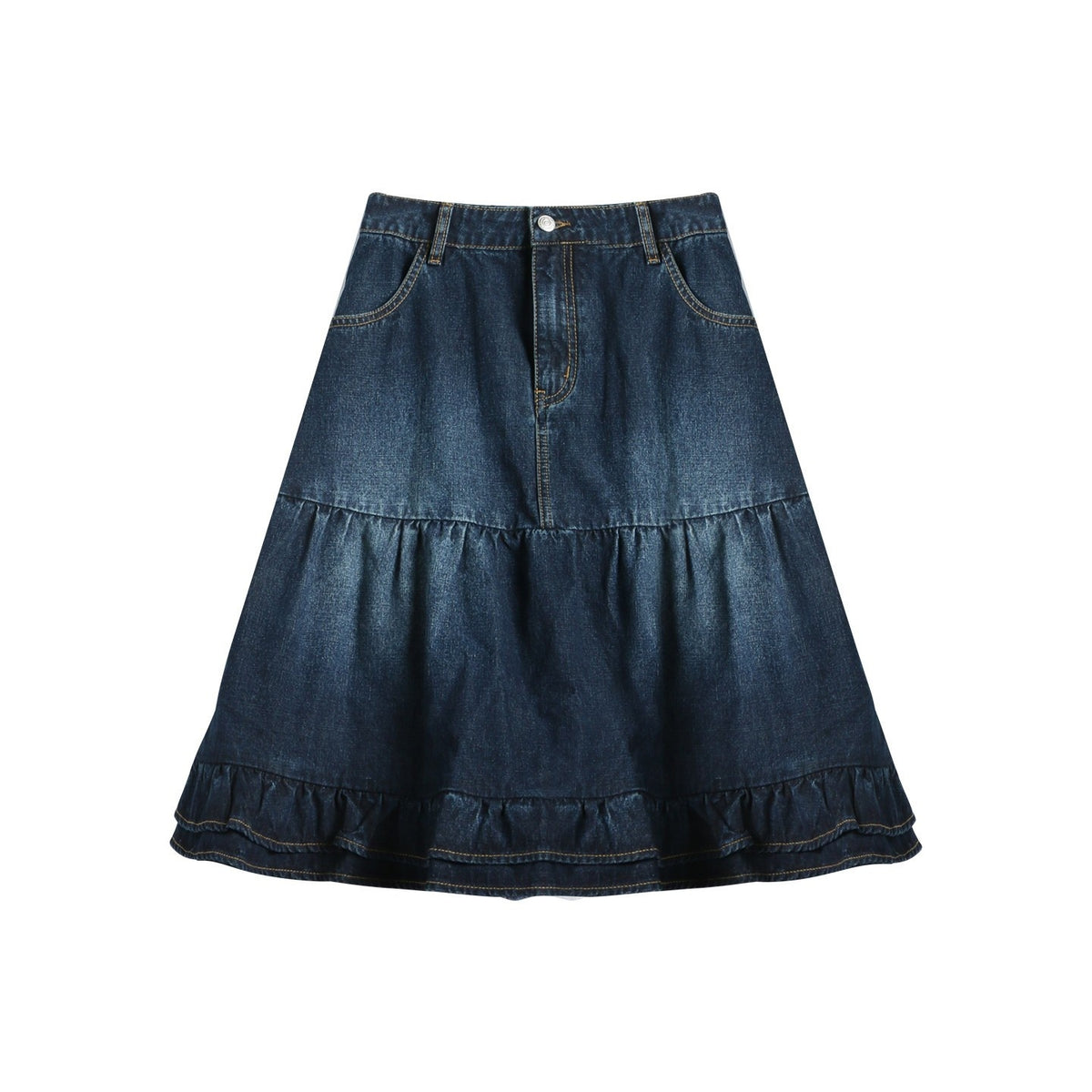 NAPSNAPS_Vintage_Peter_Pan_Collar_Denim_Zip_Up_Multi_Pocket_Women&