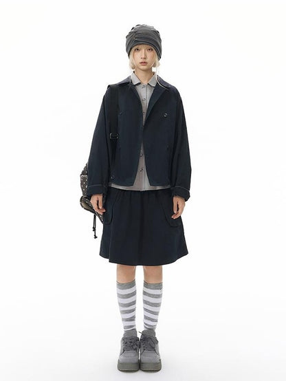 NAPSNAPS Vintage Plaid Doll Collar Pleated Cinched Waist Women&