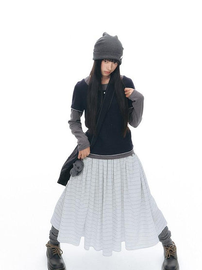 NAPSNAPS Vintage Plaid Large Pocket A Line Women&