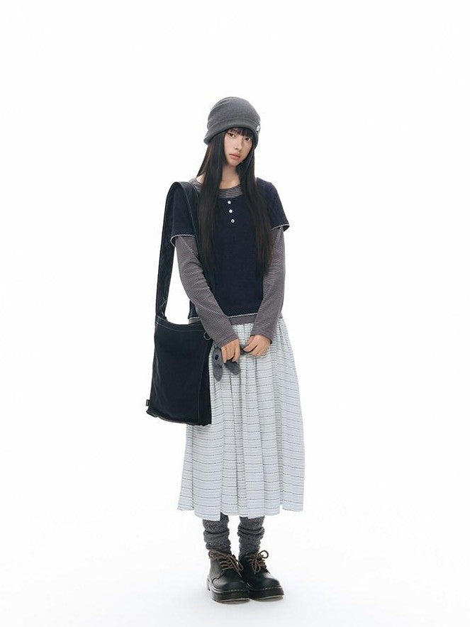 NAPSNAPS Vintage Plaid Large Pocket A Line Women&