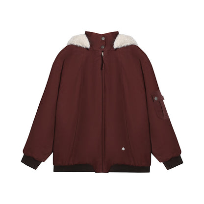 NAPSNAPS Vintage Red Detachable Hood Workwear Women&