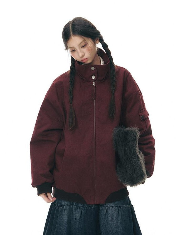 NAPSNAPS Vintage Red Detachable Hood Workwear Women&