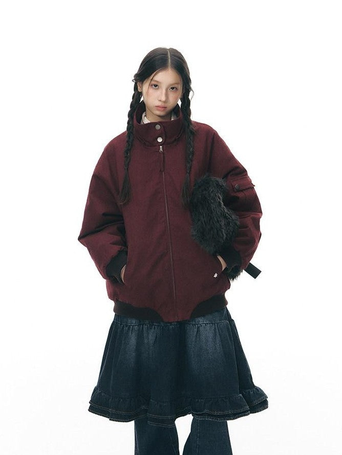 NAPSNAPS Vintage Red Detachable Hood Workwear Women&
