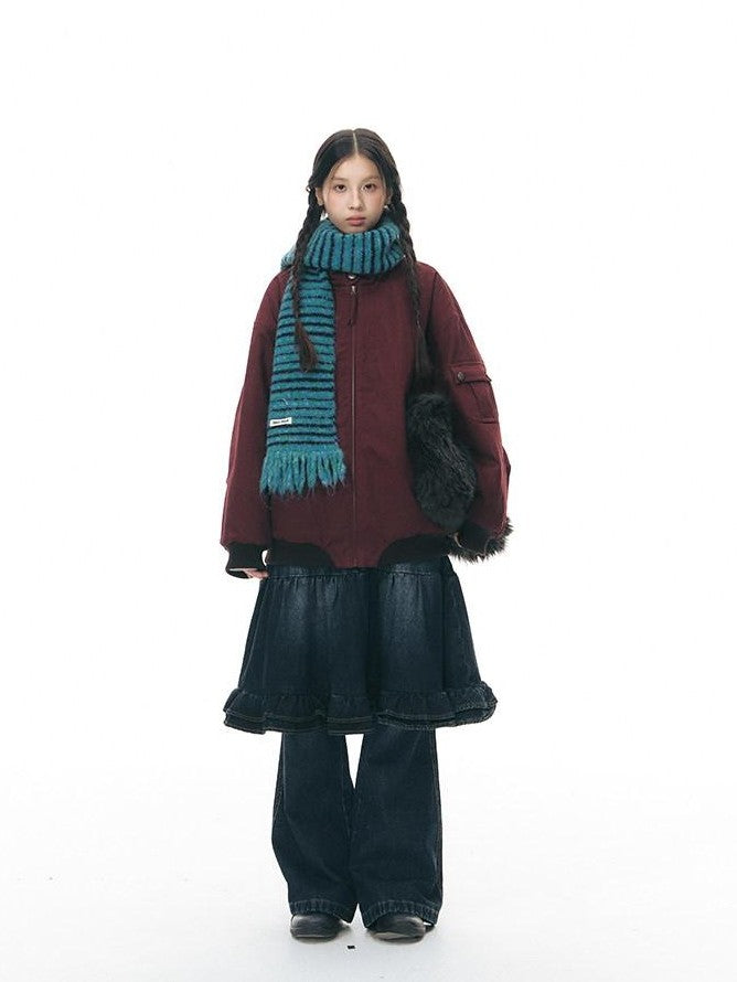 NAPSNAPS Vintage Red Detachable Hood Workwear Women&